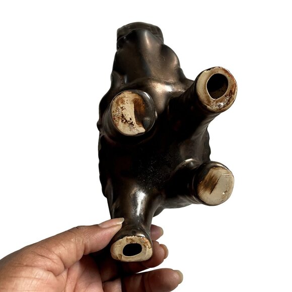 Lucky Ceramic Elephant Trunk Up With Saddle Black Copper Better Homes & Garden u - Picture 4 of 8